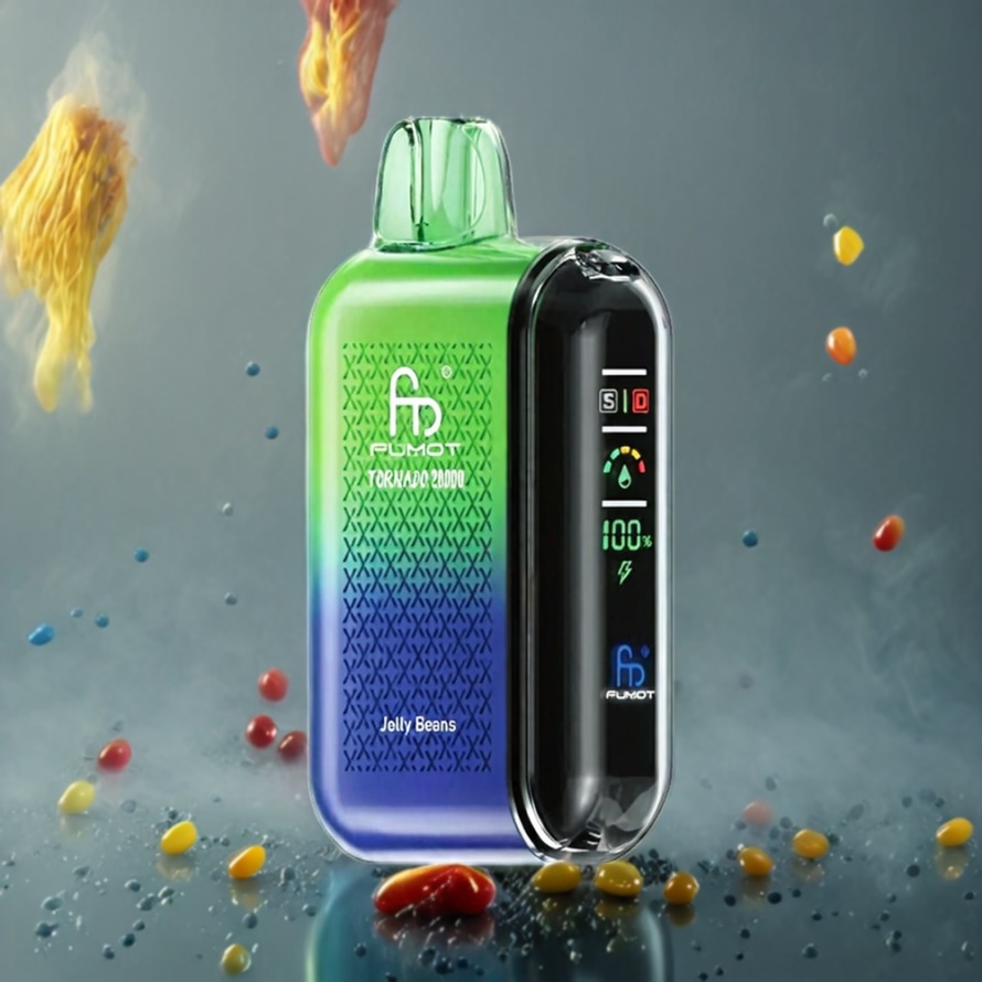 Fumot Tornado 20000 Puffs Svensk Grossist Disposable Vape Jelly Beans med Dual Mesh Coil & Smart Display
