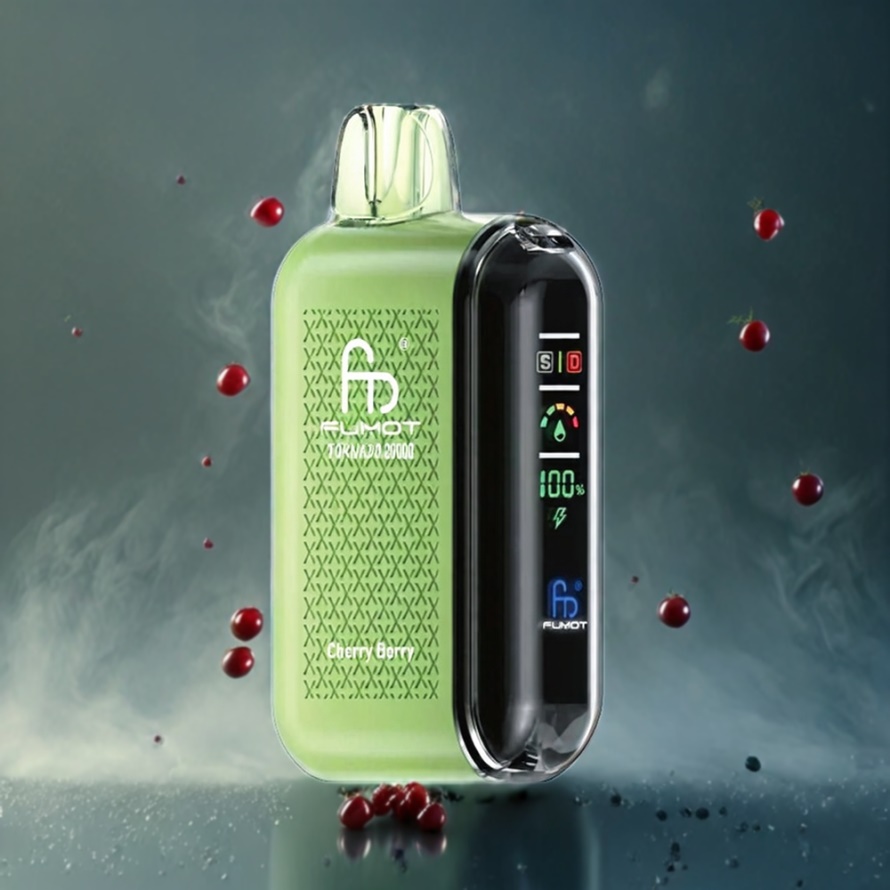 Fumot Tornado 20000 Puffs Svensk Grossist Disposable Vape Körsbär & Bär med Dual Mesh Coil och Smart Display