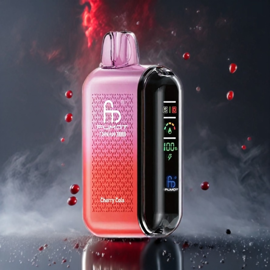 Fumot Tornado 20000 Puffs Svensk Grossist Disposable Vape Körsbär Cola Dual Mesh Coil Smart Display