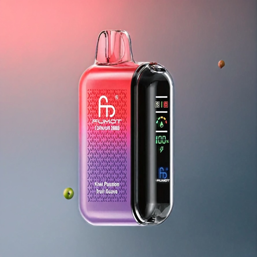 Fumot Tornado 20000 Puffs Svensk Grossist Disposable Vape Kiwi Passionfrukt Guava Dual Mesh Coil Smart Display