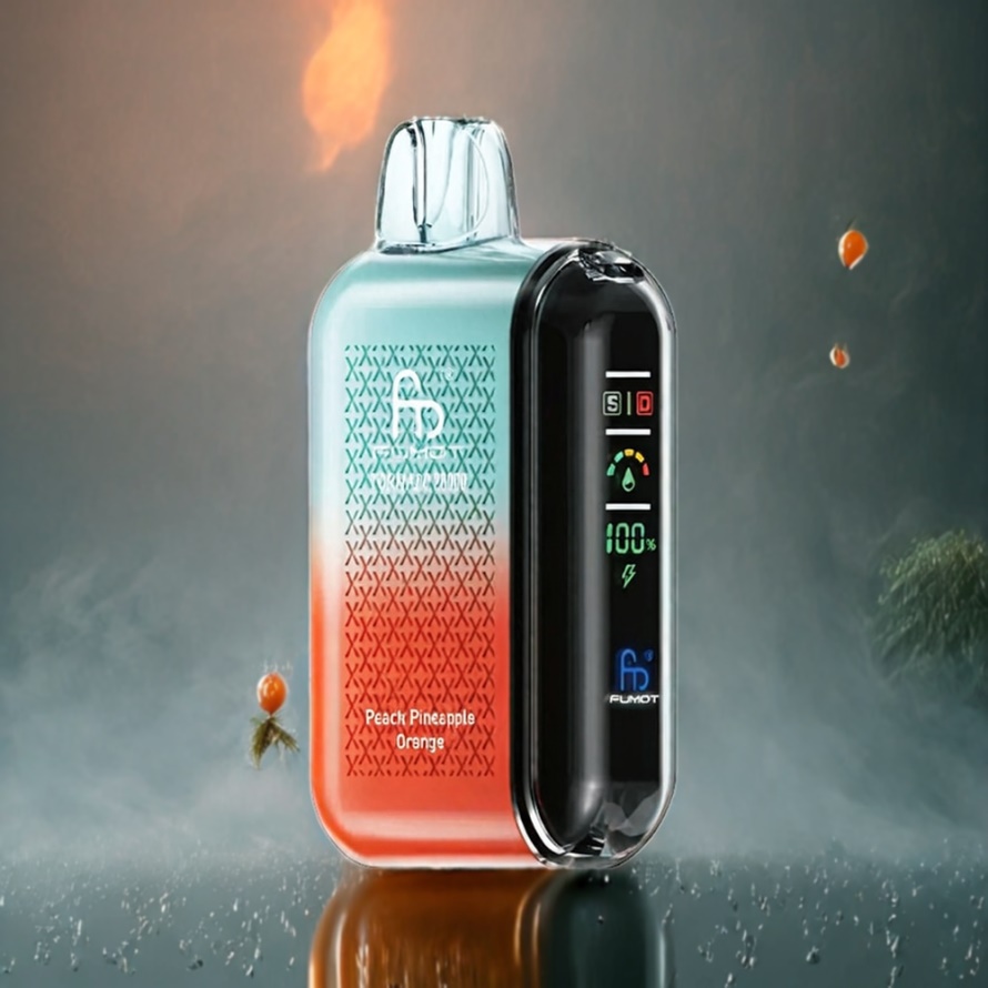 Fumot Tornado 20000 Puffs Svensk Grossist Disposable Vape Persika Ananas Apelsin Dual Mesh Coil Smart Display