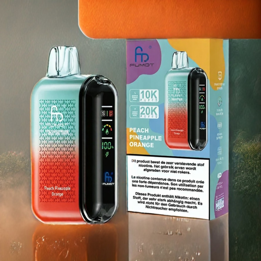 Fumot Tornado 20000 Puffs Svensk Grossist Disposable Vape Persika Ananas Apelsin Dual Mesh Coil Smart Display