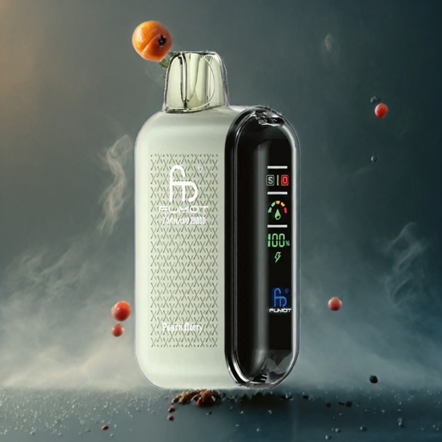 Fumot Tornado 20000 Puffs Svensk Grossist Disposable Vape Persika Bär med Dual Mesh Coil & Smart Display