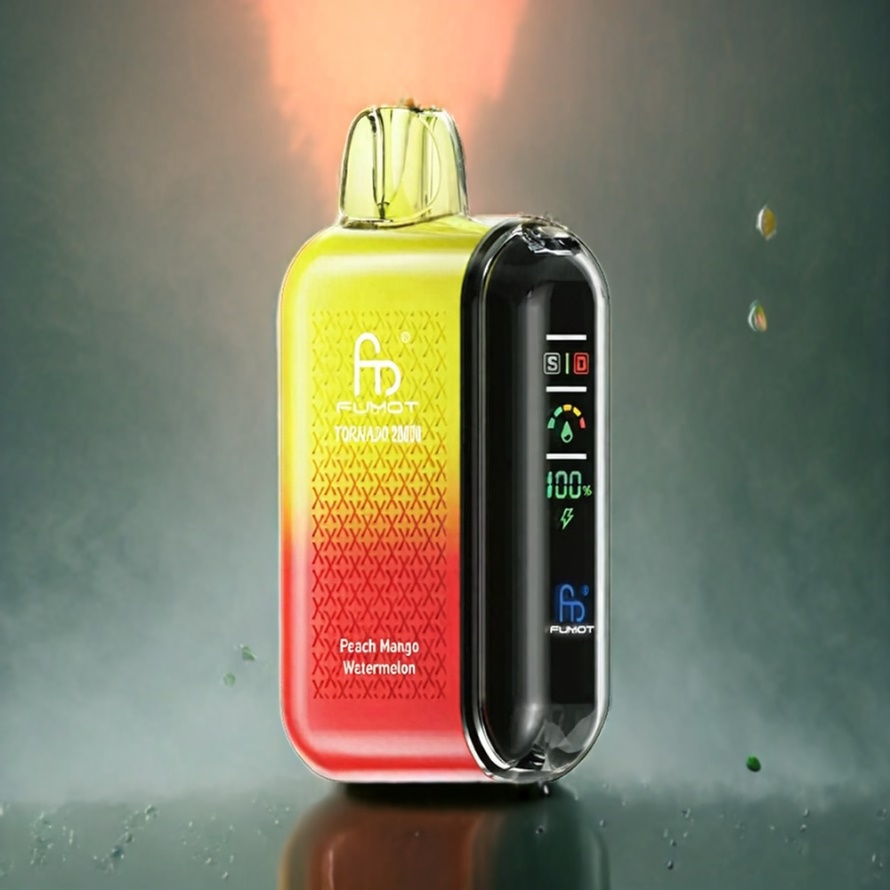 Fumot Tornado 20000 Puffs Svensk Grossist Disposable Vape Persika Mango Vattenmelon Dual Mesh Coil Smart Display