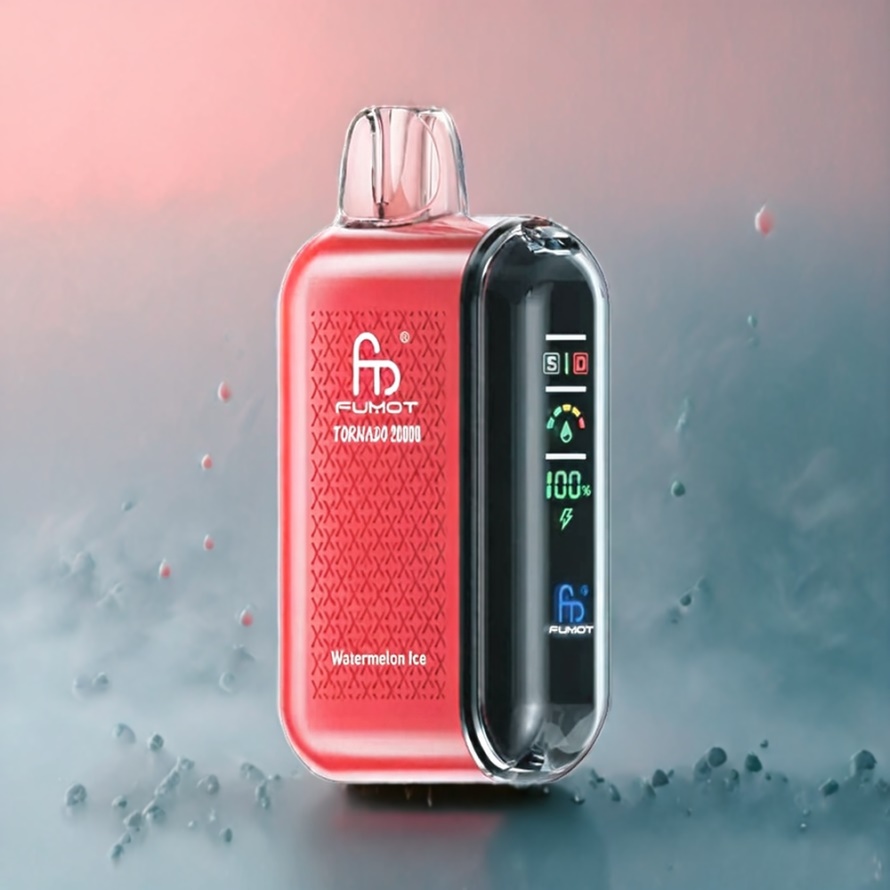 Fumot Tornado 20000 Puffs Svensk Grossist Disposable Vape Vattenmelon Is med Dual Mesh Coil & Smart Display