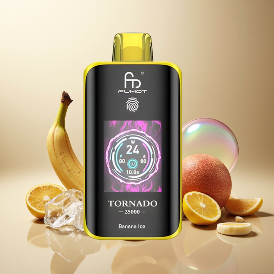 Fumot Tornado 25000 Puffs Svensk Grossist Engångs Vape Bananis med HD Skärm & 700mAh Batteri