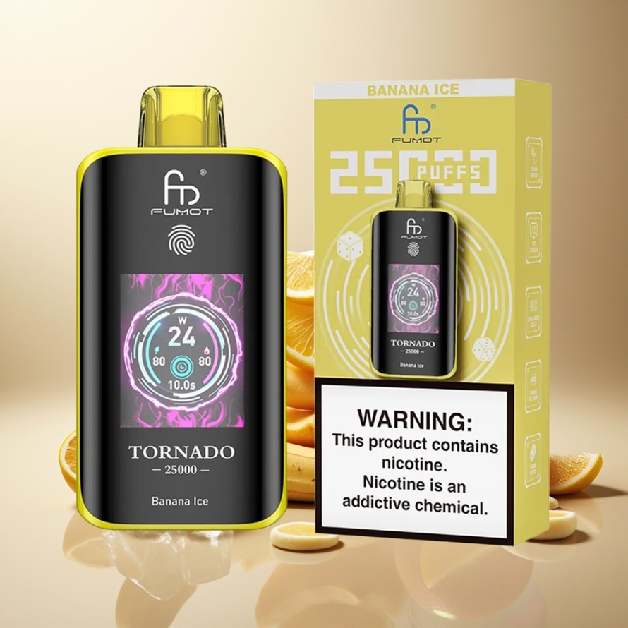 Fumot Tornado 25000 Puffs Svensk Grossist Engångs Vape Bananis med HD Skärm & 700mAh Batteri