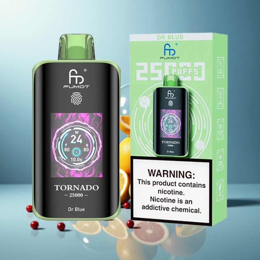 Fumot Tornado 25000 Puffs Svensk Grossist Engångs Vape Dr Blå med HD-skärm & 700mAh Batteri