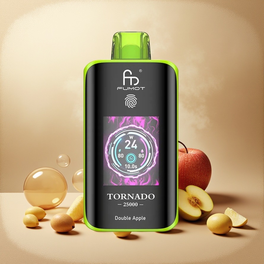 Fumot Tornado 25000 Puffs Svensk Grossist Engångs Vape Dubbel Äpple med HD-skärm & 700mAh