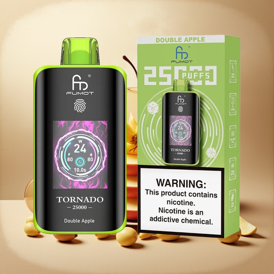 Fumot Tornado 25000 Puffs Svensk Grossist Engångs Vape Dubbel Äpple med HD-skärm & 700mAh