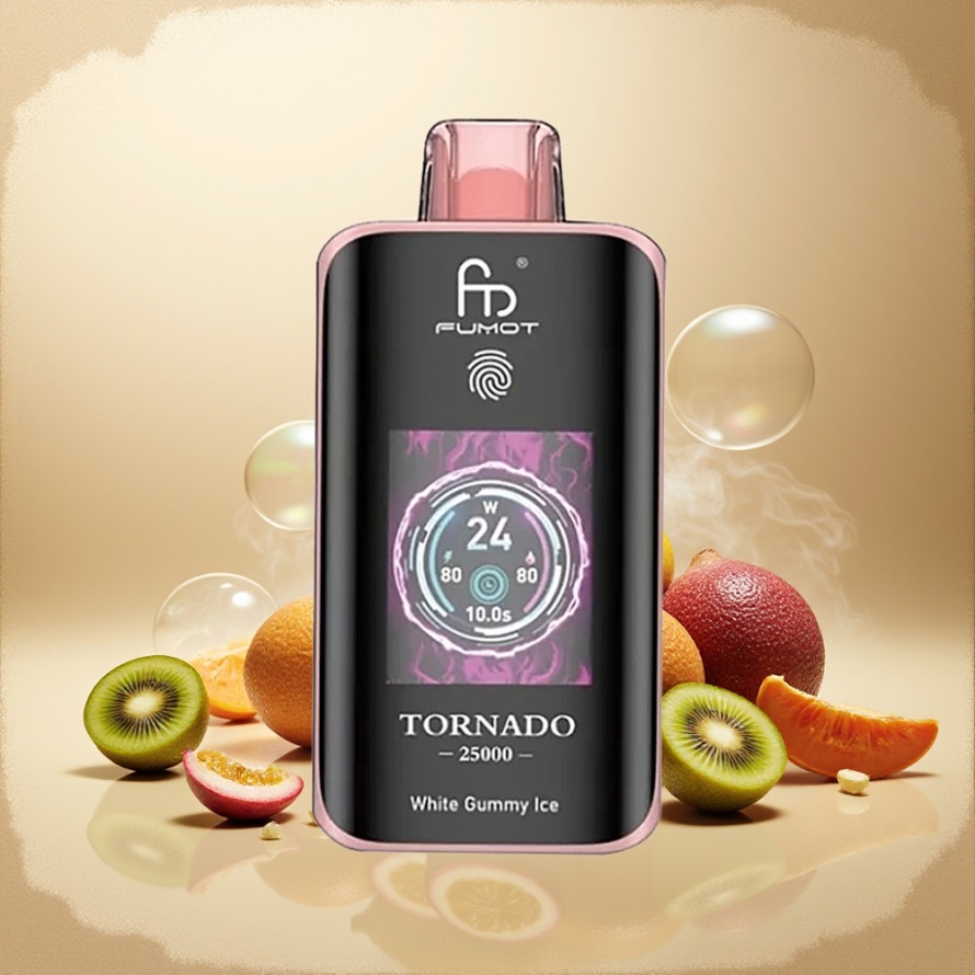 Fumot Tornado 25000 Puffs Svensk Grossist Engångs Vape Kiwi Passionsfrukt Guava med HD-skärm & 700mAh Batteri