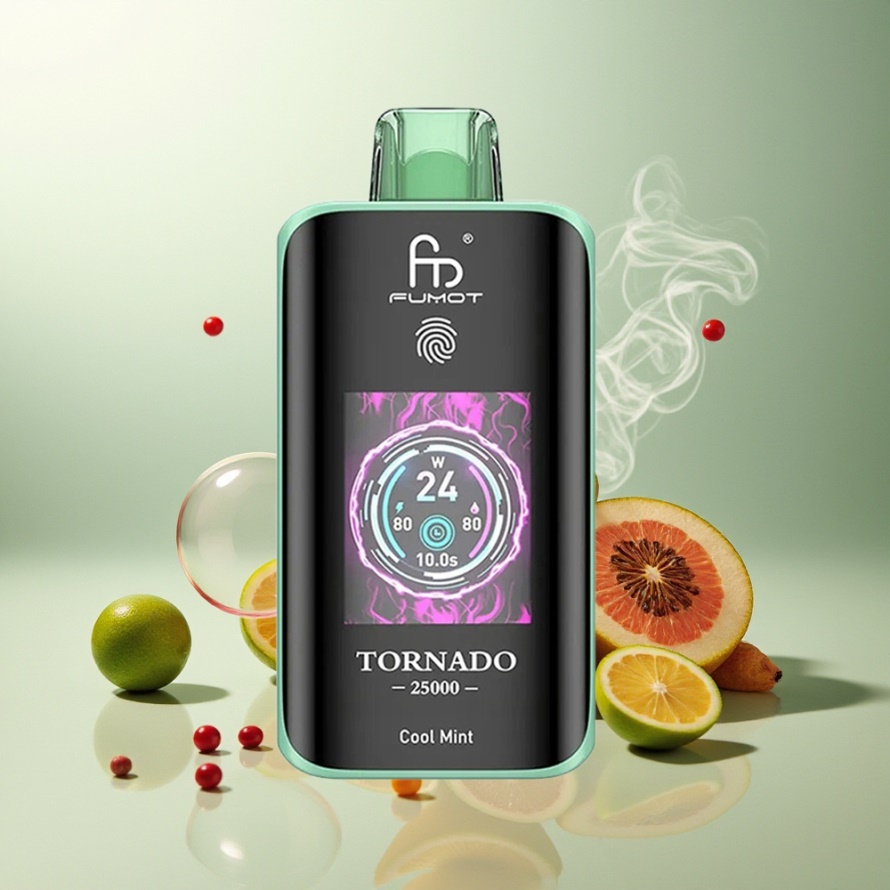 Fumot Tornado 25000 Puffs Svensk Grossist Engångs Vape Kylmynt med HD Skärm & 700mAh Batteri