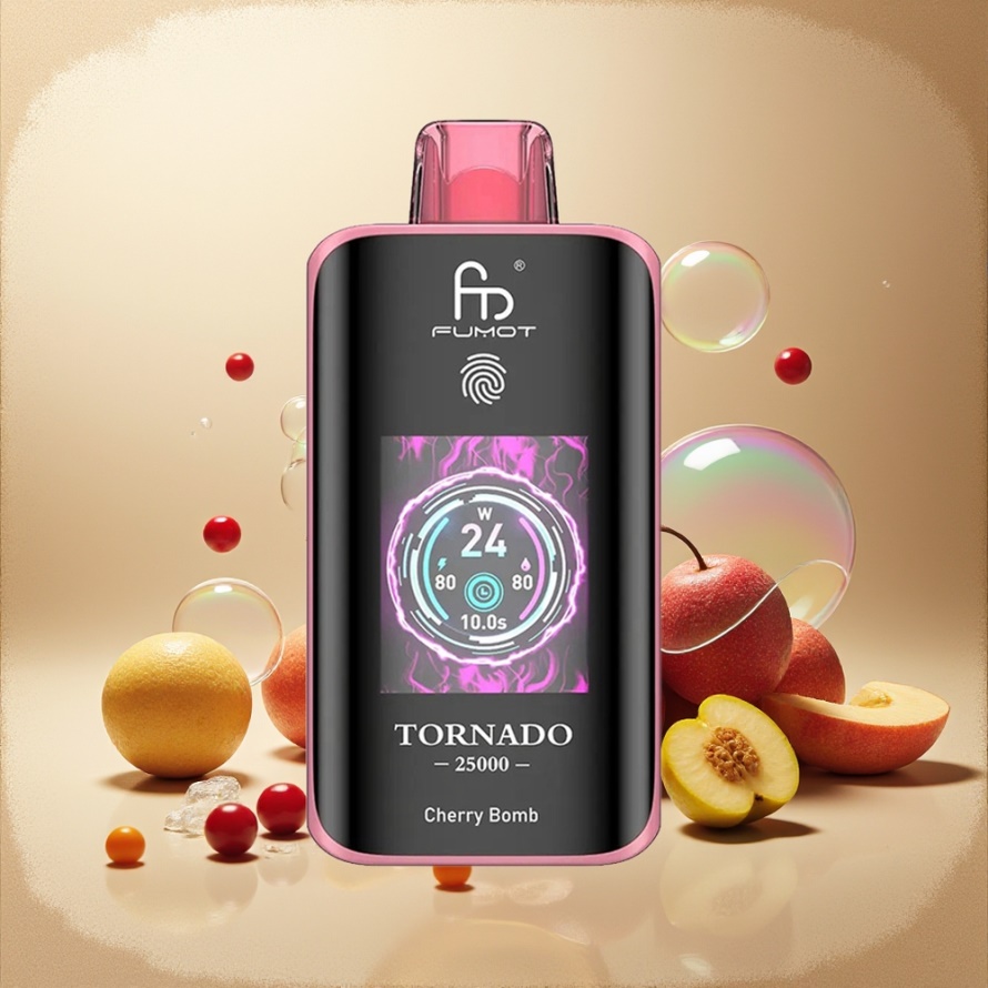 Fumot Tornado 25000 Puffs Svensk Grossist HD Skärm 700mAh 20ml Körsbärsbomb
