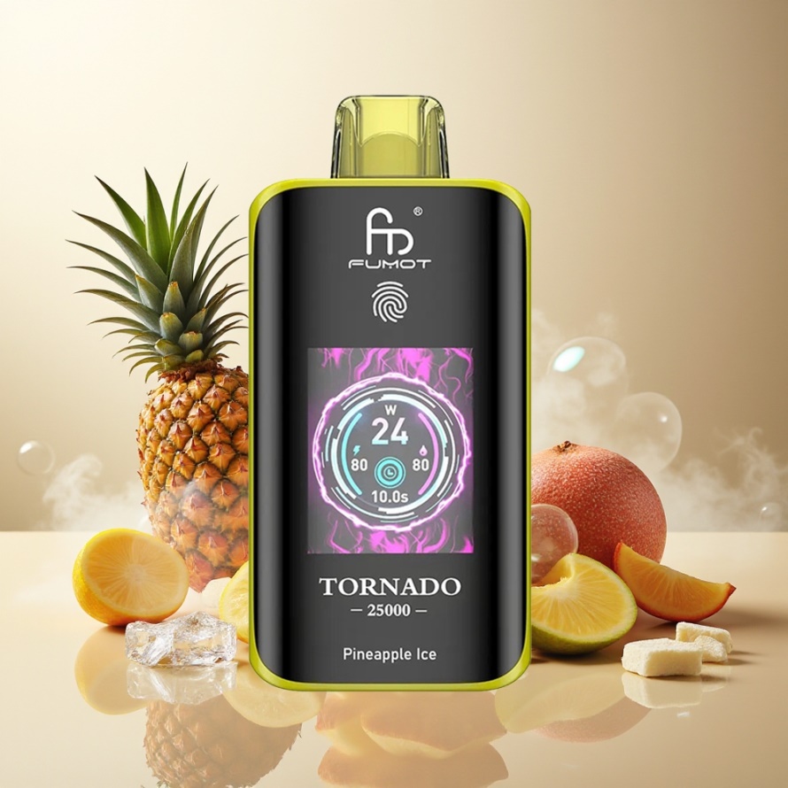 Fumot Tornado 25000 Puffs Svensk Grossist HD Skärm 700mAh Ananas Is Engångs Vape