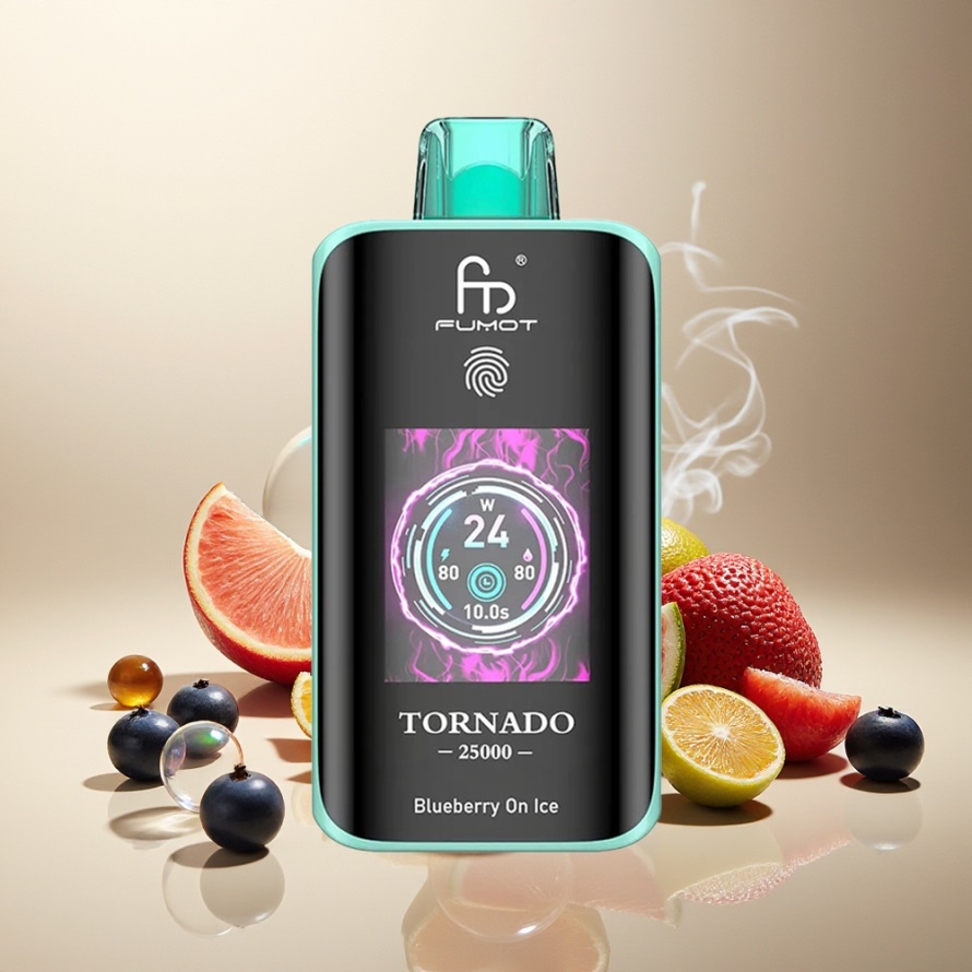 Fumot Tornado 25000 Puffs Svensk Grossist HD Skärm 700mAh Blåbär På Is