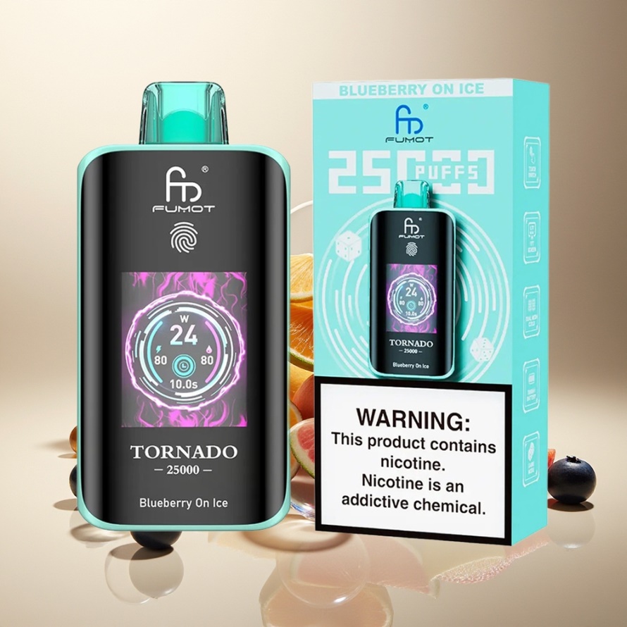 Fumot Tornado 25000 Puffs Svensk Grossist HD Skärm 700mAh Blåbär På Is