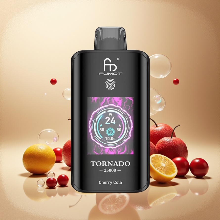 Fumot Tornado 25000 Puffs Svensk Grossist HD Skärm 700mAh Laddbar Körsbärs Cola