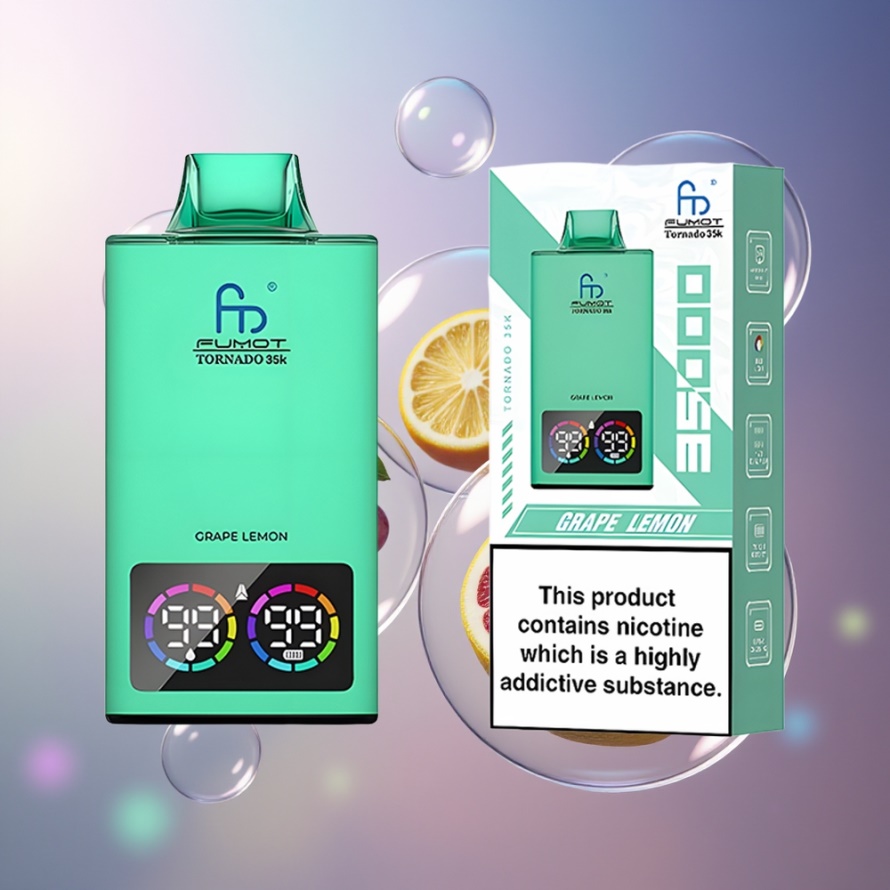 Fumot Tornado 35000 Svensk Grossist Engångs Vape Druva Citron med Dual Mesh Coil & 15ml E-juice
