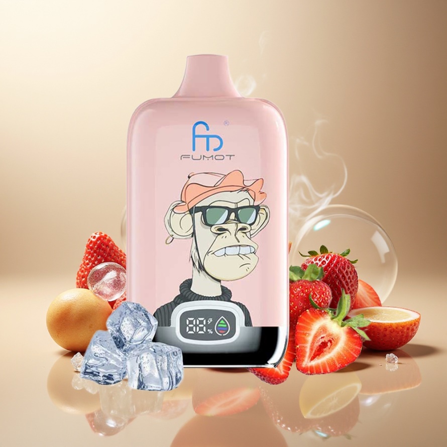 Fumot Tornado Digital Box 12000 Puffs Svensk Grossist Engångs Vape Jordgubb Is 20ml Mesh Coil Type-C