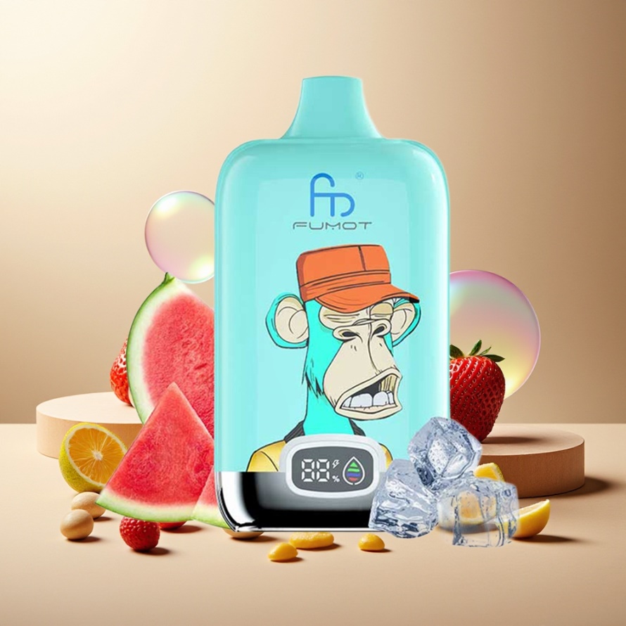 Fumot Tornado Digital Box 12000 Puffs Svensk Grossist Engångs Vape Jordgubbsmunk 20ml Mesh Coil Type-C