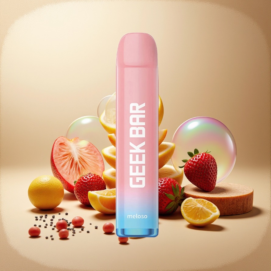GEEK BAR Meloso 600 Puffs Engångs Vape Jordgubb IS 2ml 550mAh 20mg svensk grossist