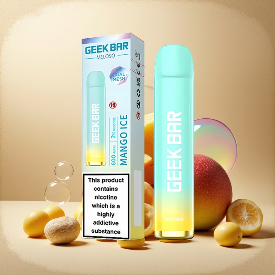 GEEK BAR Meloso 600 Puffs Engångs Vape Mango IS svensk grossist 2ml 550mAh 20mg