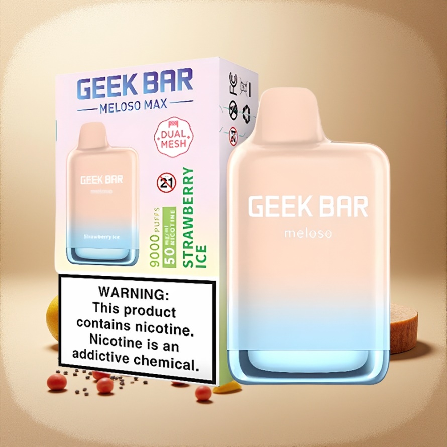 GEEK BAR Meloso Max 9000 Puffs Engångs Vape Jordgubb IS svensk grossist 600mAh USB-C 14ml