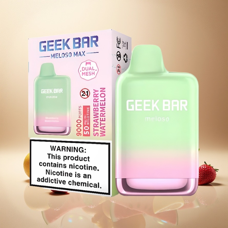 GEEK BAR Meloso Max 9000 Puffs Engångs Vape Jordgubb Vattenmelon 14ml 5% Nikotin svensk grossist