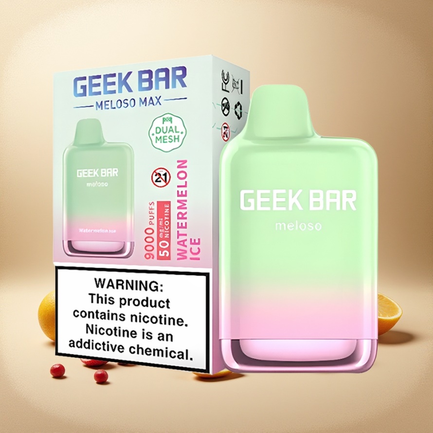 GEEK BAR Meloso Max 9000 Puffs Engångs Vape Vattenmelon IS svensk grossist 600mAh USB-C Dual Mesh Coil
