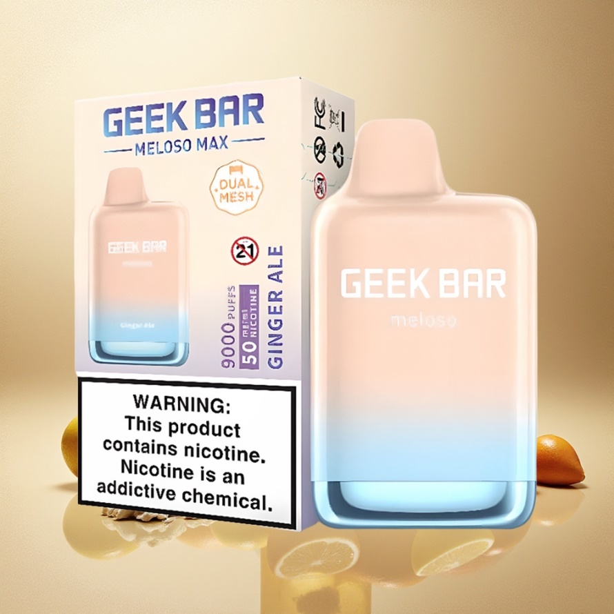 GEEK BAR Meloso Max 9000 Puffs Svensk Grossist Engångs Vape Ingefärsöl 600mAh USB-C Dual Mesh 14ml 5% Nikotin