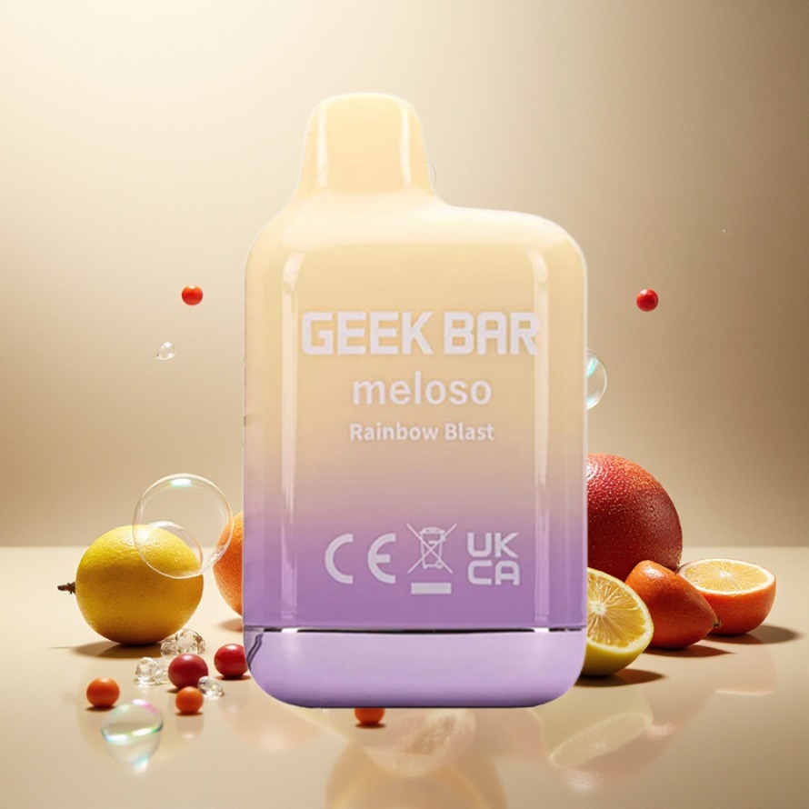GEEK BAR Meloso Mini 600 Puffs Engångs Vape Regnbågsblast 550mAh 2ml 50VG/50PG Dual Mesh svensk grossist