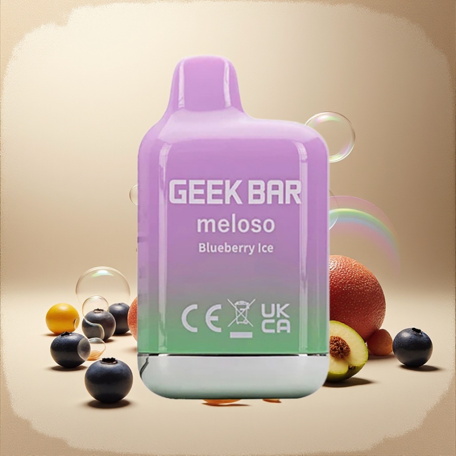 GEEK BAR Meloso Mini 600 Puffs Engångsvape Blåbär IS svensk grossist 550mAh 2ml 50VG/50PG Dubbel mesh 20mg Salt Nikotin Auto draw