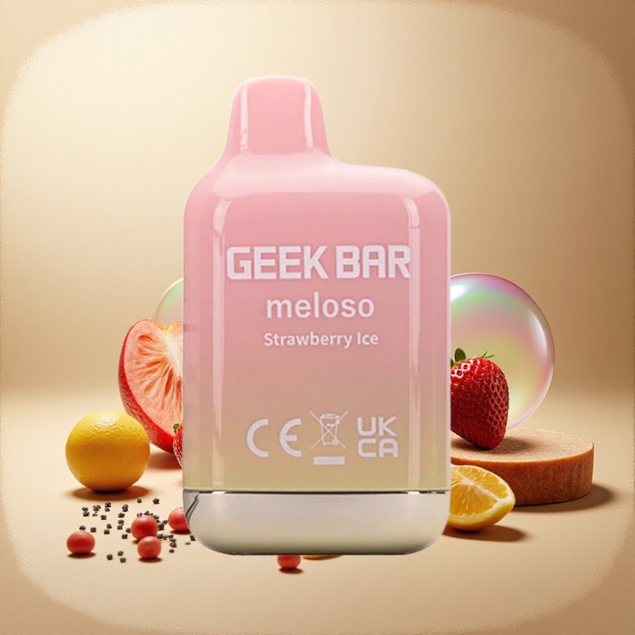 GEEK BAR Meloso Mini 600 Puffs Engångsvape Jordgubb IS svensk grossist 550mAh 2ml 50VG/50PG Dual Mesh