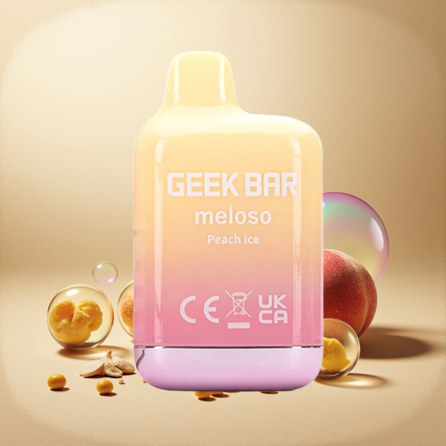 GEEK BAR Meloso Mini 600 Puffs Engångsvape Persika IS svensk grossist – 550mAh, 2ml, 50VG/50PG, Dual Mesh, 20mg, Auto Draw