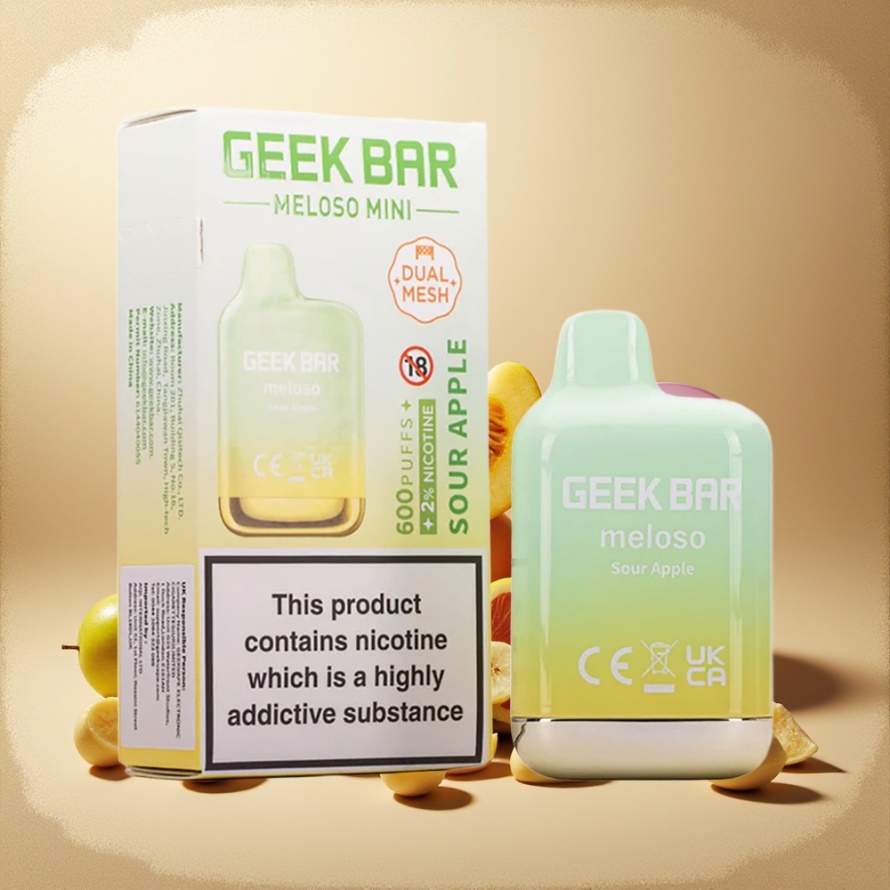 GEEK BAR Meloso Mini 600 Puffs Engångsvape Suräpple 550mAh 2ml Dual Mesh svensk grossist