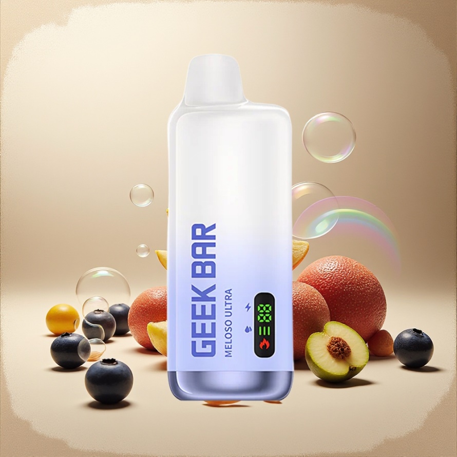 GEEK BAR Meloso Ultra 10000 Puffs Engångs Vape Blåbär ICE 5% Nikotin 630mAh USB-C Dual Mesh Smart LED svensk grossist