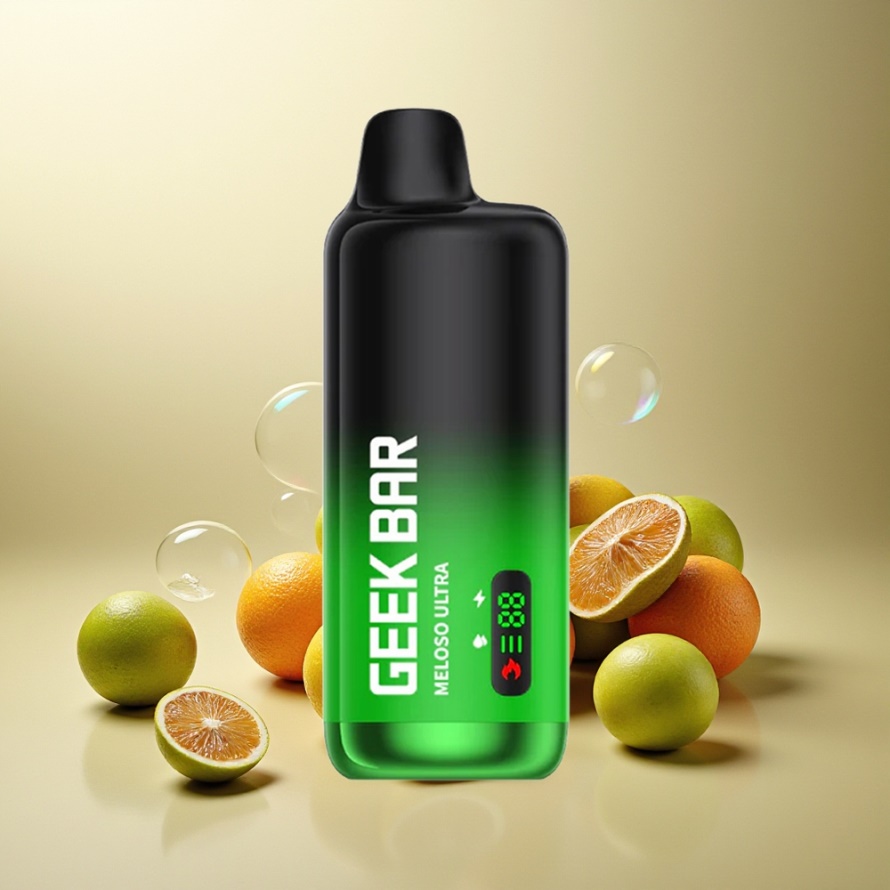GEEK BAR Meloso Ultra 10000 Puffs Engångs Vape Grönt Te IS svensk grossist 5% Nikotin 630mAh USB-C Dual Mesh Smart LED