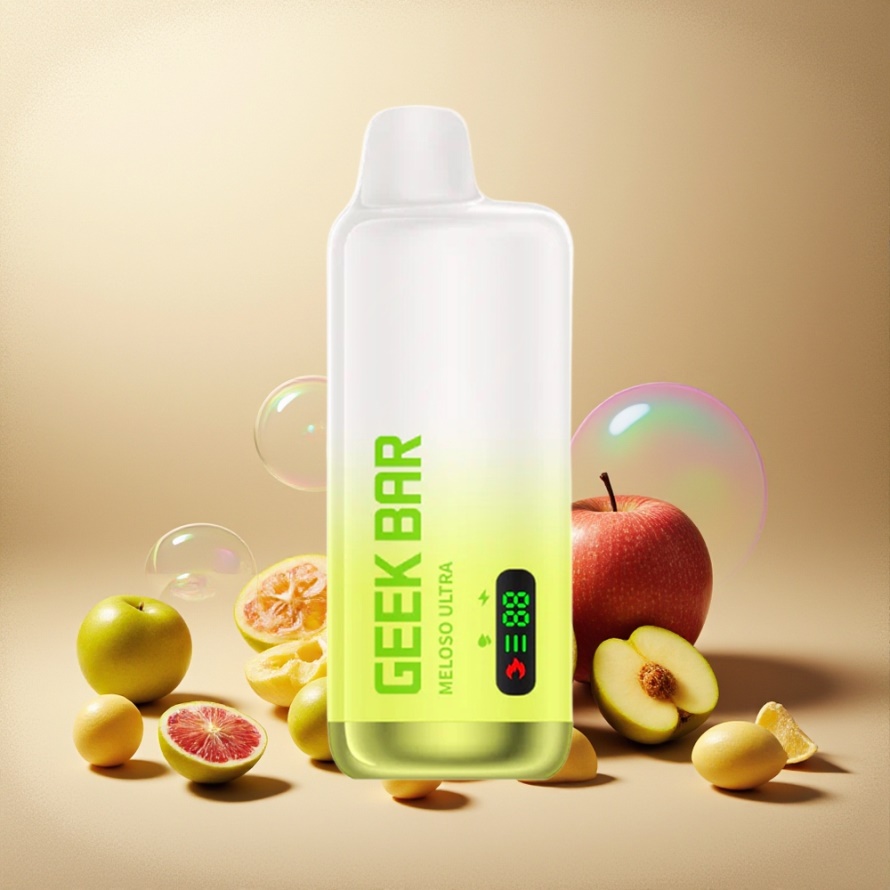 GEEK BAR Meloso Ultra 10000 Puffs Engångs Vape Suräpple IS (5% Nikotin, 630 mAh, USB-C, Svensk Grossist)