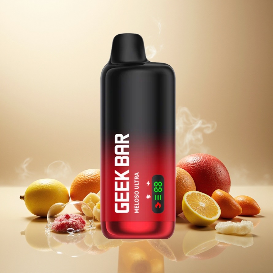 GEEK BAR Meloso Ultra 10000 Puffs Svensk Grossist Engångs Vape Energidryck ICE 5% Nikotin 630mAh USB-C Dual Mesh Coil Smart LED