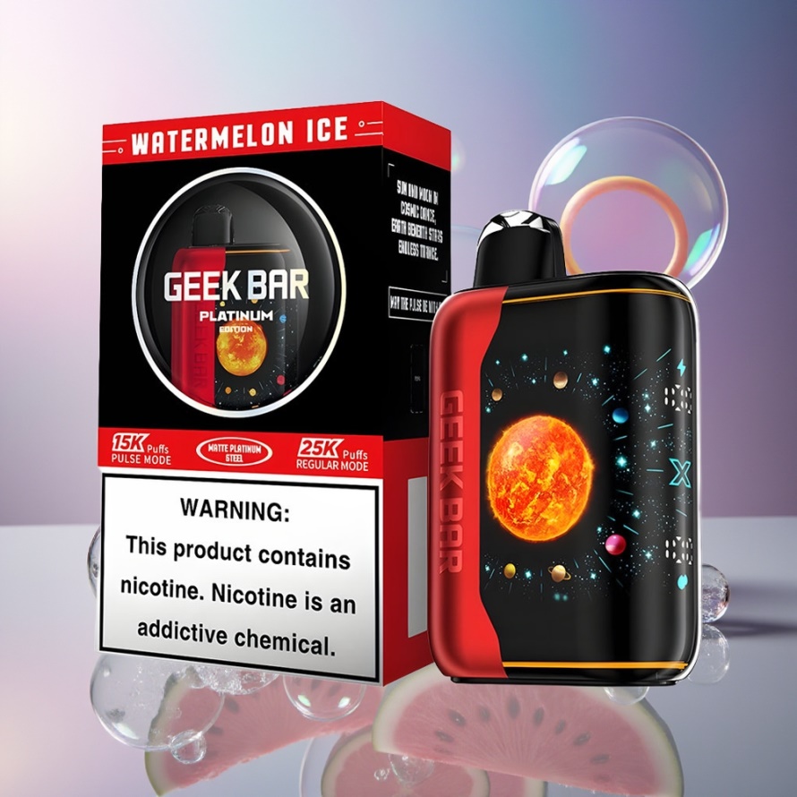 GEEK BAR Platinum Edition 25000 Engångs Vape Vattenmelon Is med Dual Mesh Coil & 3D Skärm – svensk grossist