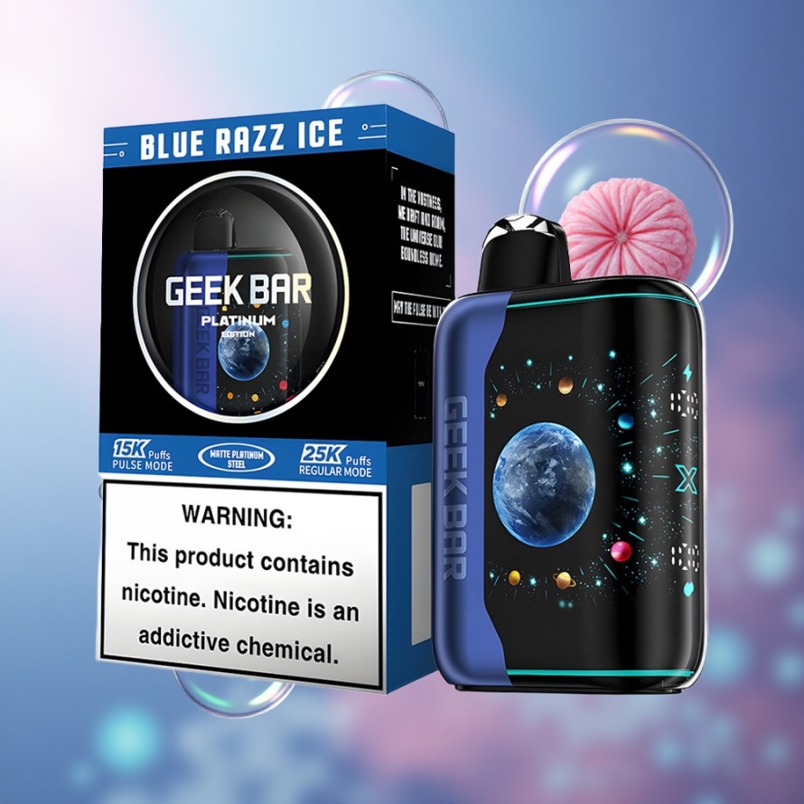 GEEK BAR Platinum Edition 25000 Svensk Grossist Engångs Vape Blå Hallon Is med 20mL E-Liquid & Snabbuppladdning