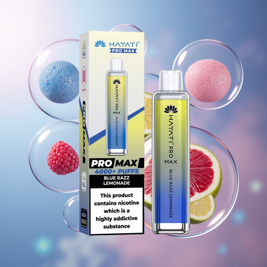 Hayati Pro Max 4000 Puffs Engångs Vape Blå Hallon Lemonad – Svensk Grossist – 2ml TPD, 1400mAh