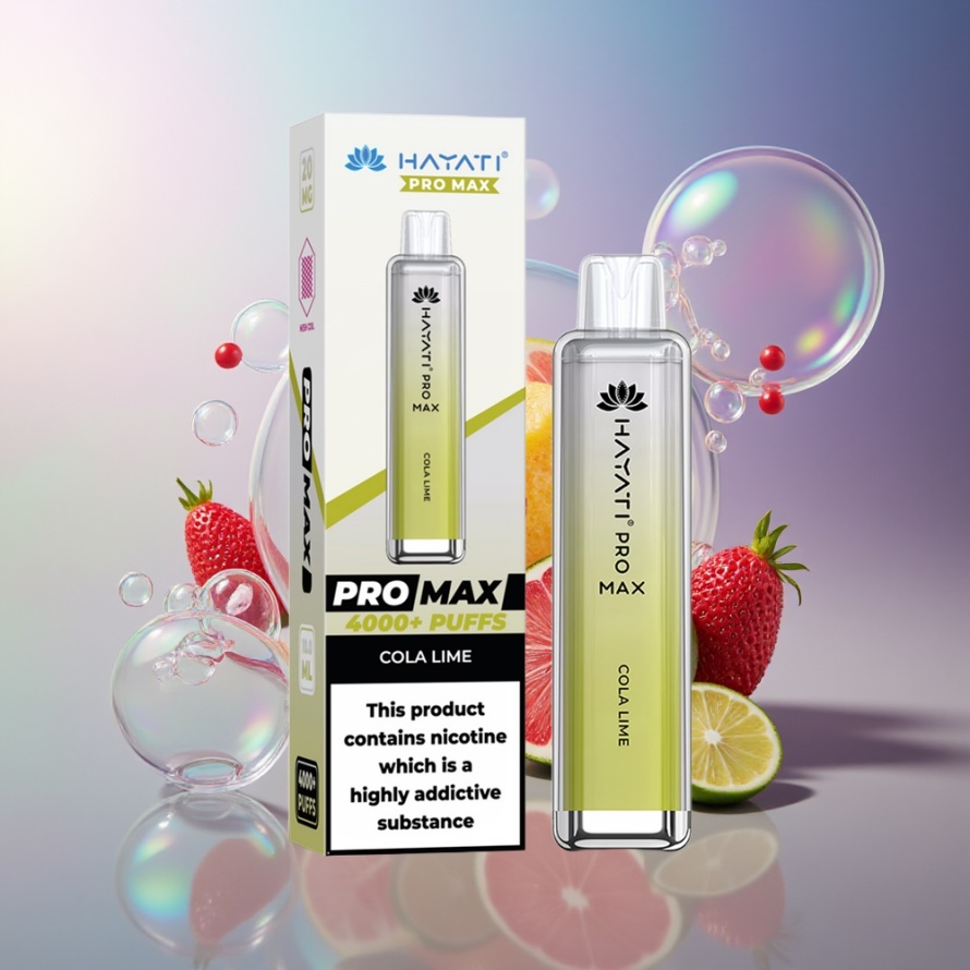 Hayati Pro Max 4000 Puffs Engångs Vape Cola Lime med 1400mAh batteri & LED-ljus svensk grossist