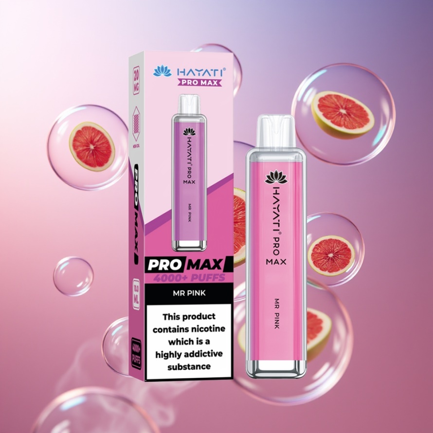 Hayati Pro Max 4000 Puffs Engångs Vape Herr Rosa - Svensk Grossist - 1400mAh - 2% 5% Nikotin - Dual 1.1 Ohm Mesh Coil