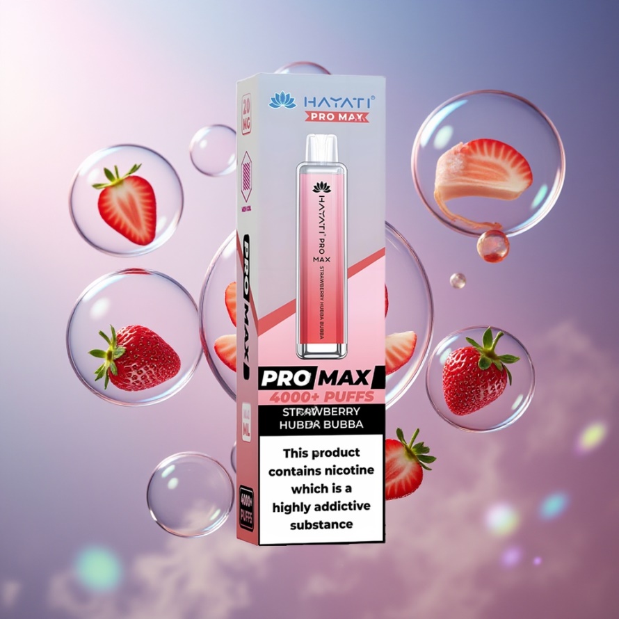 Hayati Pro Max 4000 Puffs Engångs Vape Jordgubb Hubba Bubba 1400mAh svensk grossist