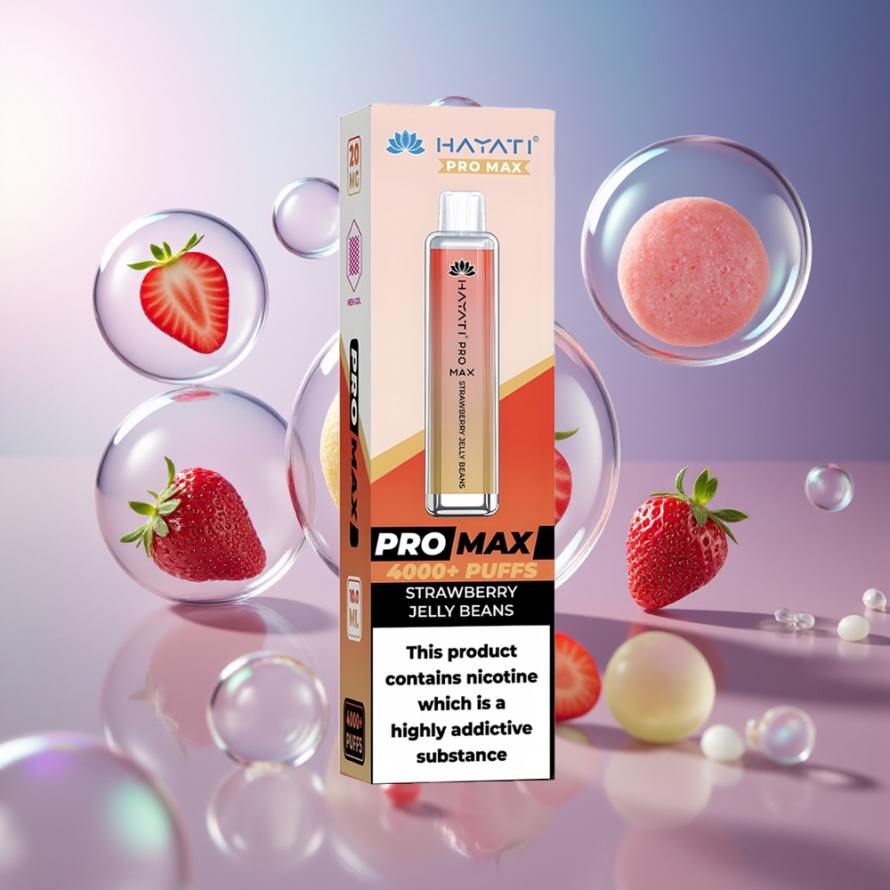 Hayati Pro Max 4000 Puffs Engångs Vape Jordgubbsgelébon svensk grossist 1400mAh LED