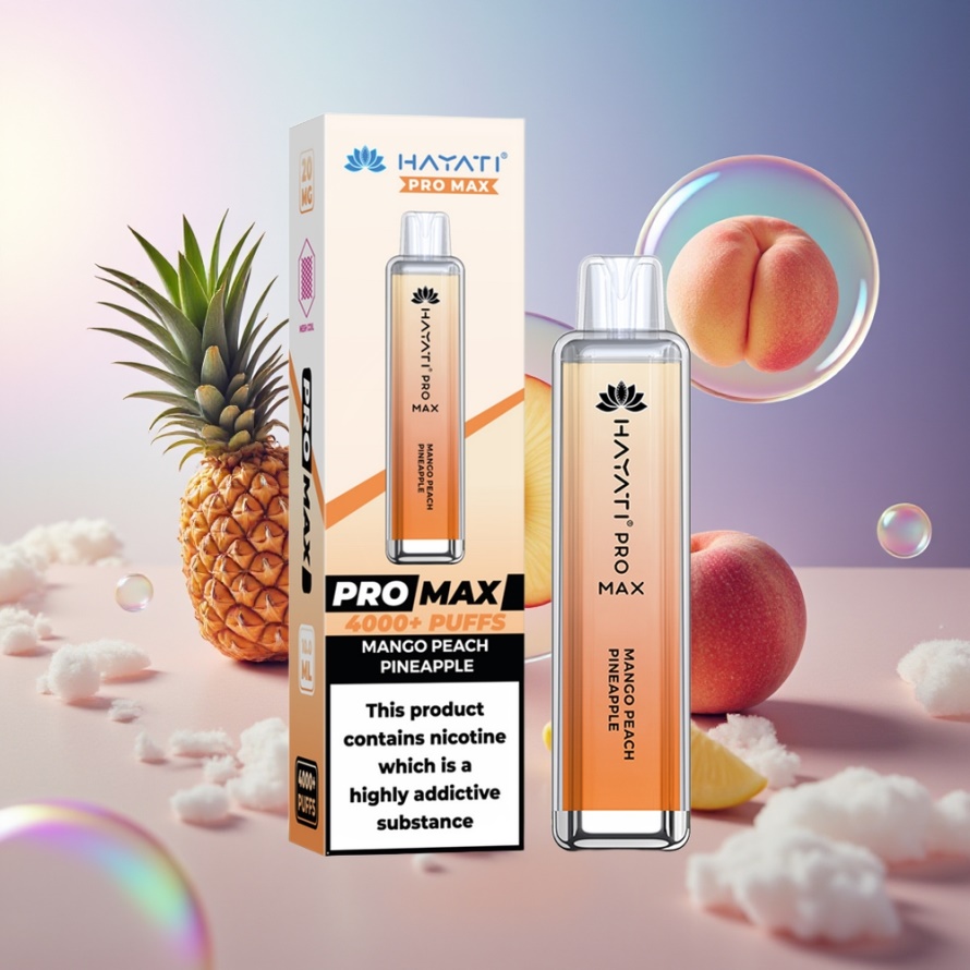 Hayati Pro Max 4000 Puffs Engångs Vape Mango Persika Ananas Svensk Grossist 2ml TPD 1400mAh