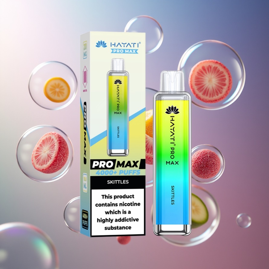 Hayati Pro Max 4000 Puffs Engångs-Vape Skittles (1400mAh, 2ml/10ml, Laddbar, Svensk Grossist)