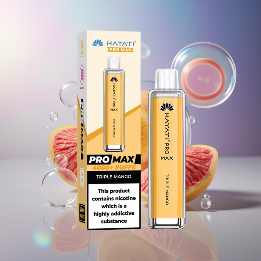 Hayati Pro Max 4000 Puffs Engångs Vape Trippel Mango 1400mAh svensk grossist
