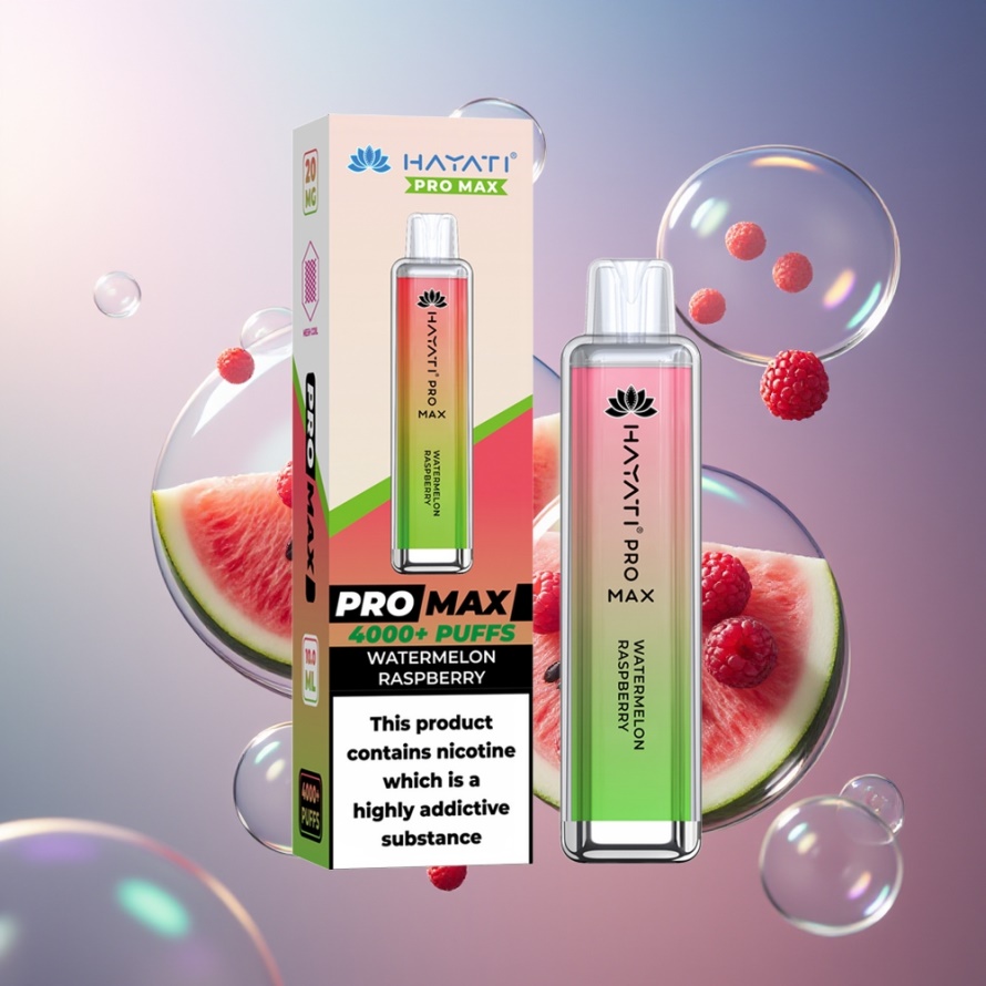 Hayati Pro Max 4000 Puffs Engångs Vape Vattenmelon Hallon Svensk Grossist 1400mAh 2ml TPD